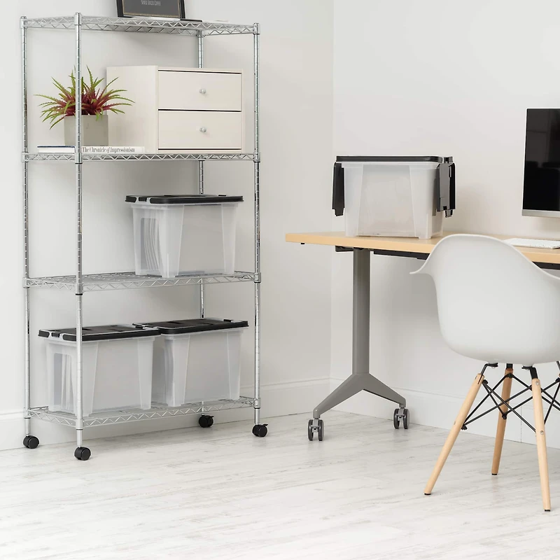 Iris® Letter Size Portable Wing Lid File Box, 4 Pack