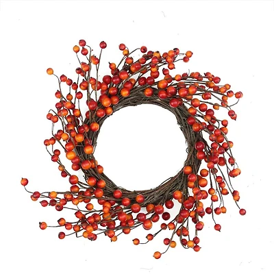14" Unlit Autumn Harvest Artificial Orange & Red Berry Wreath