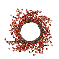 14" Unlit Autumn Harvest Artificial Orange & Red Berry Wreath