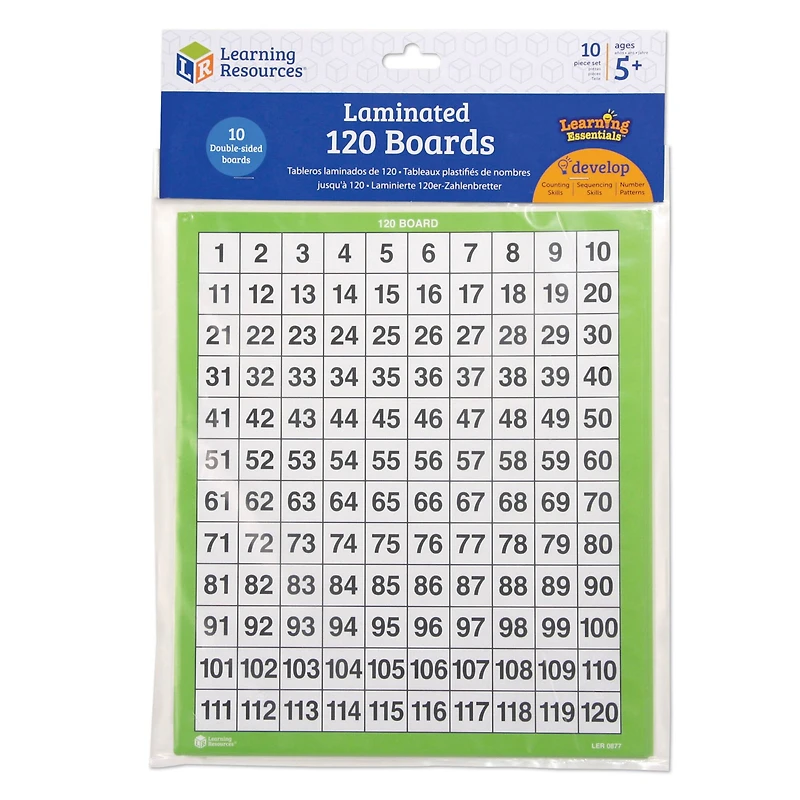 Learning Resources® Laminated 120 Number Boards, 2 Sets