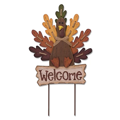 Glitzhome® Iron & Wood 'Welcome' Turkey Yard Sign