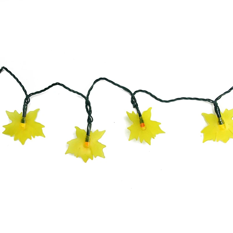 10ct. Yellow LED Maple Leaf Thanksgiving Novelty String Lights