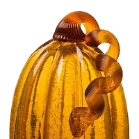 Glitzhome® Tall Crackle Glass Pumpkin, Amber