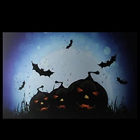 LED Lighted Jack-O-Lanterns & Bats Halloween Canvas Wall Art