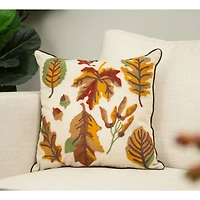 Glitzhome® Embroidered Fall Leaves Pillow