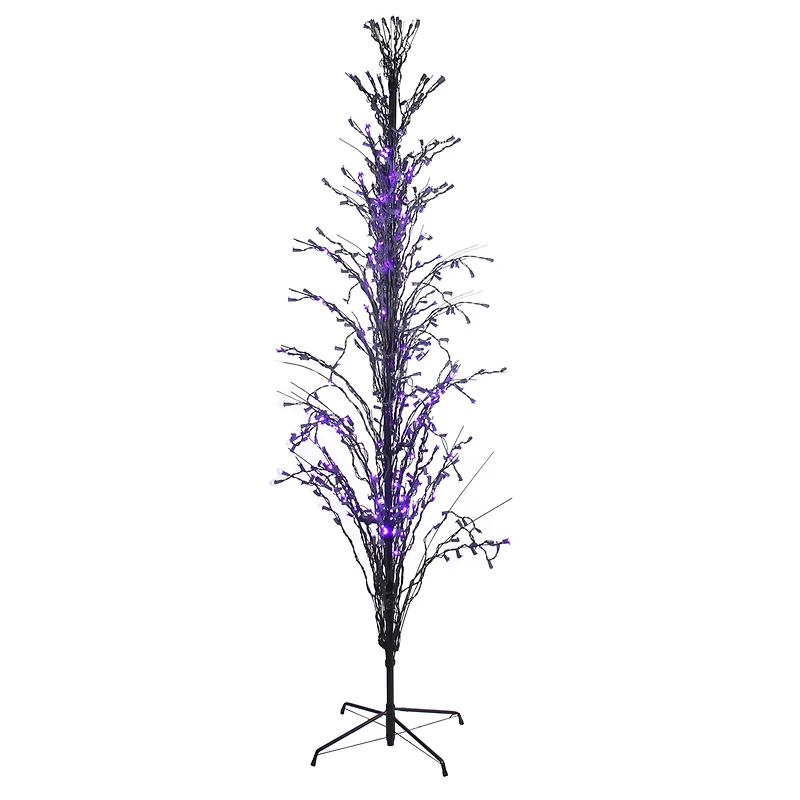 9ft. Purple LED Lighted Halloween Cascade Twig Tree