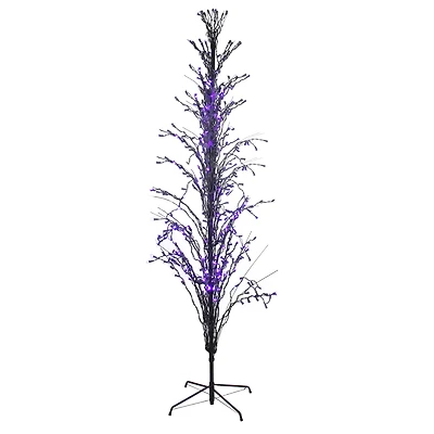 9ft. Purple LED Lighted Halloween Cascade Twig Tree 