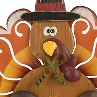 Gitzhome® 18" Iron & Solid Wood Turkey Welcome Wall Décor