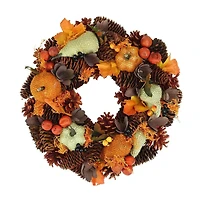 13" Autumn Harvest Artificial Gourds & Berries Wreath
