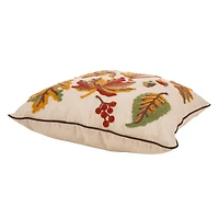 Glitzhome® Embroidered Fall Leaves Pillow