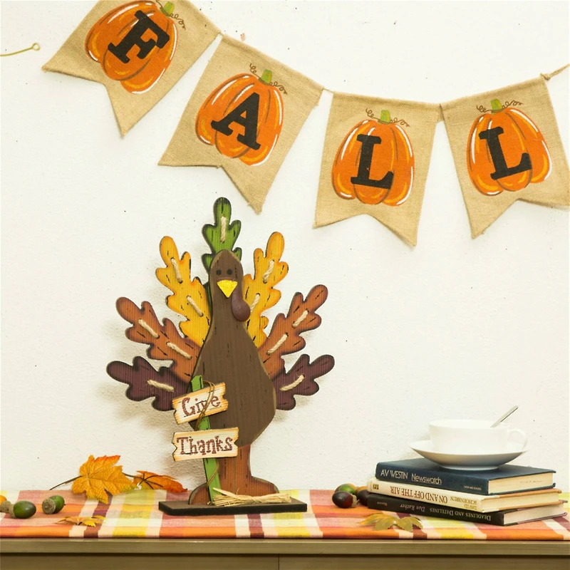 Glitzhome® 'Give Thanks' Turkey Décor