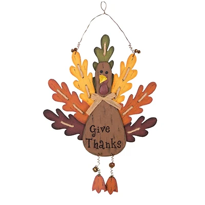 Glitzhome® 'Give Thanks' Turkey Hanging Wall Décor