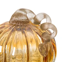 Glitzhome® Crackle Glass Short Pumpkin, Amber