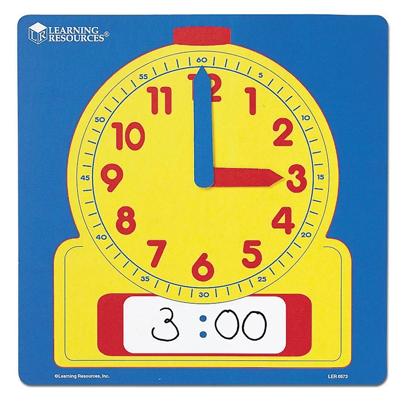 Learning Resources® 12" Write & Wipe Demonstration Clocks, Pack of 3