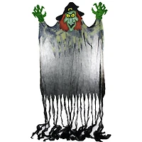 11ft. Spine-Chilling Witch with Green Hands Hanging Halloween Decoration