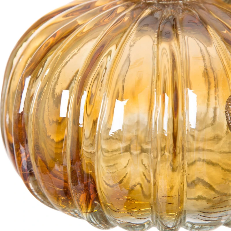 Glitzhome® Crackle Glass Short Pumpkin, Amber