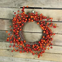 14" Unlit Autumn Harvest Artificial Orange & Red Berry Wreath
