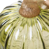 Glitzhome® Short Crackle Glass Pumpkin, Green