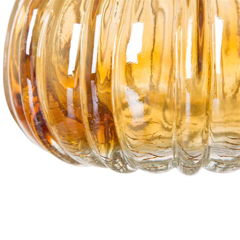 Glitzhome® Crackle Glass Short Pumpkin, Amber