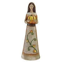 Marigold Orange, Tan & Brown Pilgrim Girl Figurine