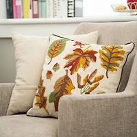 Glitzhome® Embroidered Fall Leaves Pillow
