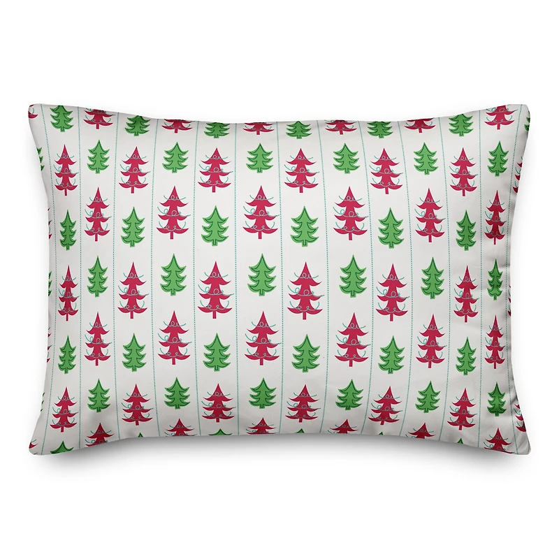 Festive Funky Christmas Trees Throw Pillow
