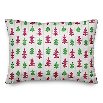 Festive Funky Christmas Trees Throw Pillow