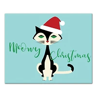 Midcentury Modern Christmas Cat Canvas Wall Art