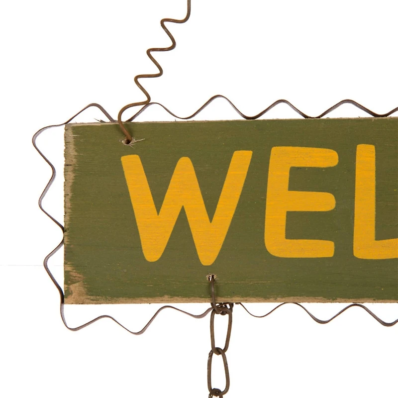 Gitzhome® 18" Iron & Solid Wood Turkey Welcome Wall Décor