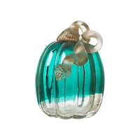Glitzhome® Crackle Glass Pumpkin, Turquoise