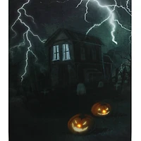 Haunted House with Jack-O'-Lanterns LED Canvas Wall Art