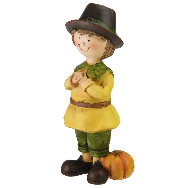 7.5" Boy & Girl Pilgrim Thanksgiving Figurine Set