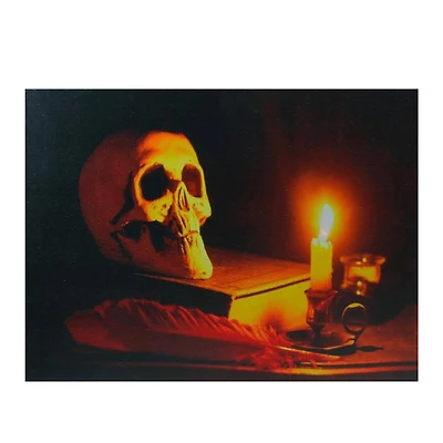 Antique Candle & Skull LED Canvas Wall Art