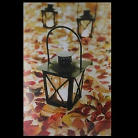 LED Lighted Fall Foliage & Lanterns Canvas Wall Art