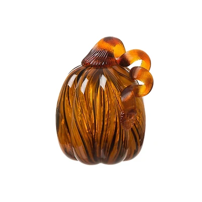 Glitzhome® Medium Glass Pumpkin, Multicolor Stripes