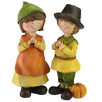 7.5" Boy & Girl Pilgrim Thanksgiving Figurine Set