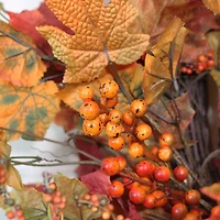 32" Unlit Autumn Harvest Artificial Orange, Green & Gold Berries & Leaves Wreath