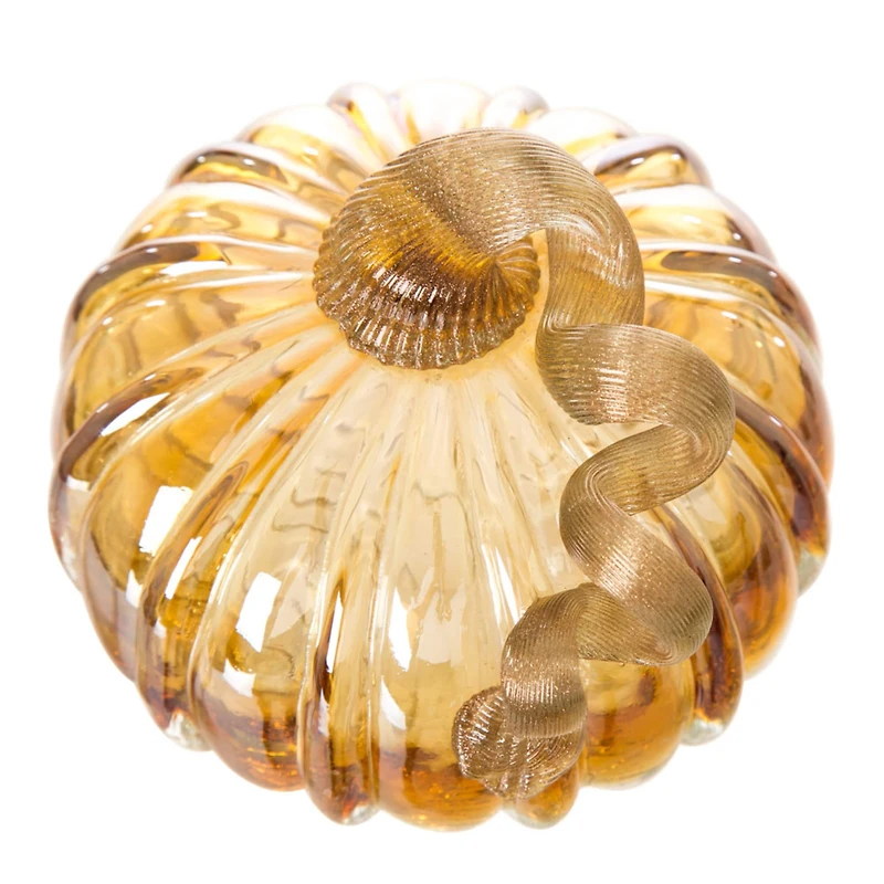 Glitzhome® Crackle Glass Short Pumpkin, Amber