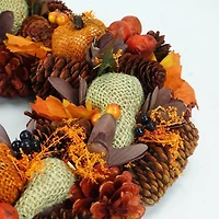 13" Autumn Harvest Artificial Gourds & Berries Wreath
