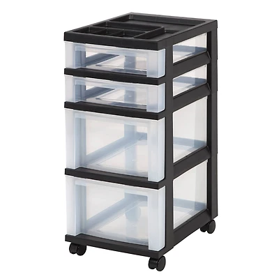 Iris® 4 Drawer Storage Cart with Organizer Top