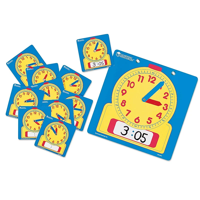 Learning Resources® 4.5" Write & Wipe Student Clocks, 10 Per Pack, 3 Packs