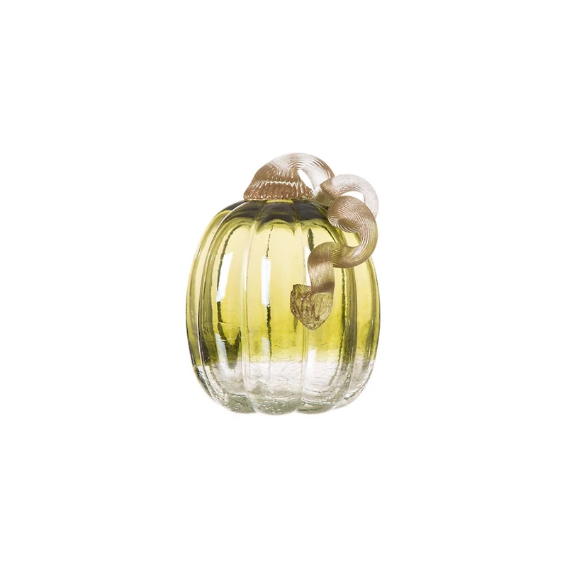 Glitzhome® Crackle Glass Pumpkin, Green 