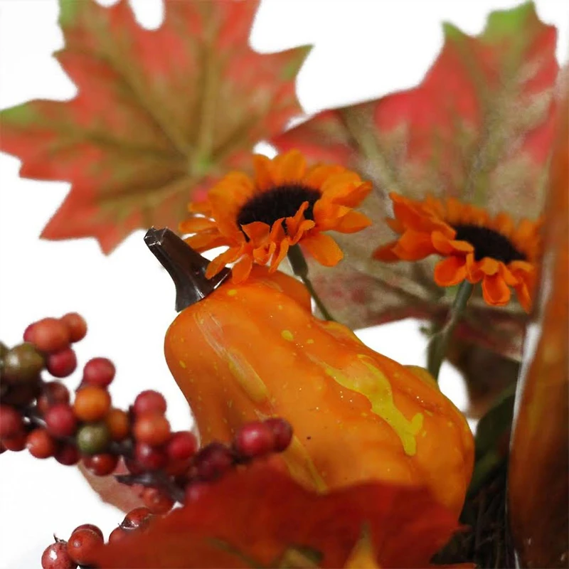 10" Autumn Sunflower & Pumpkin Hurricane Pillar Candle Holder