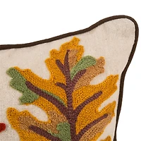 Glitzhome® Embroidered Fall Leaves Pillow