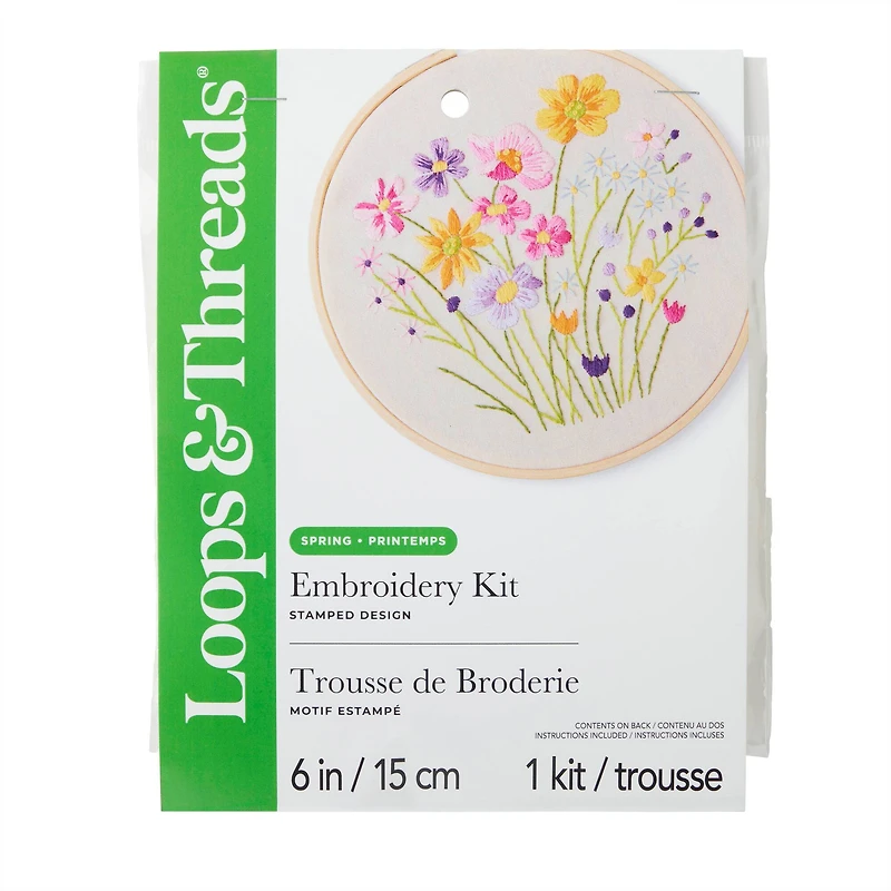 Spring 6" Wildflower Stamped Design Embroidery Kit by Loops & Threads®