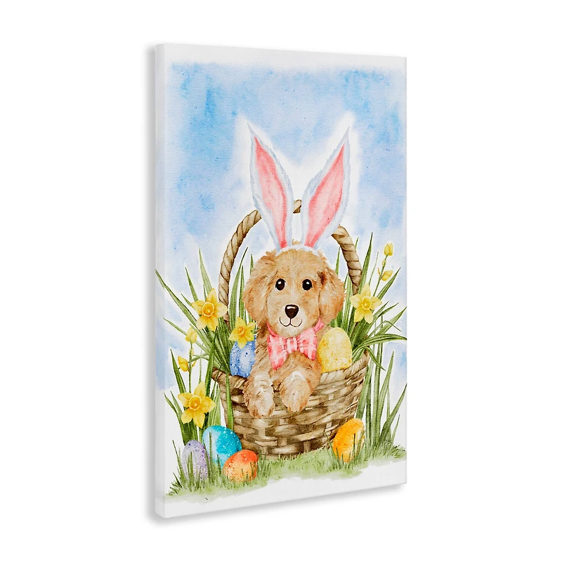 Stupell Industries Spring Easter Puppy Canvas Wall Art