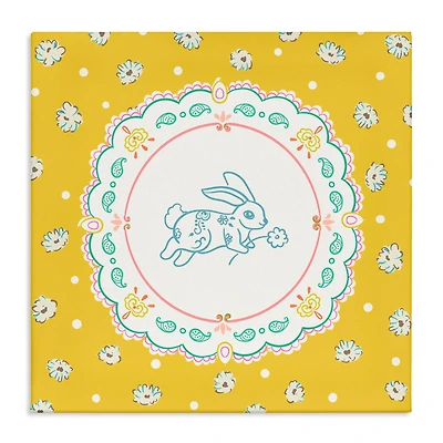 Stupell Industries Yellow Florals Spring Bunny Canvas Wall Art