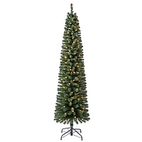 7ft. Pre-Lit Pencil Artificial Christmas Tree, Warm White Mini LED Lights by Ashland®