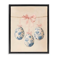 Stupell Industries Blue Floral Coquette Easter Eggs Floating Frame Wall Art