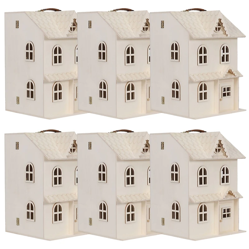 6 Pack: 13" Wood 2-Story Dollhouse by Make Market®